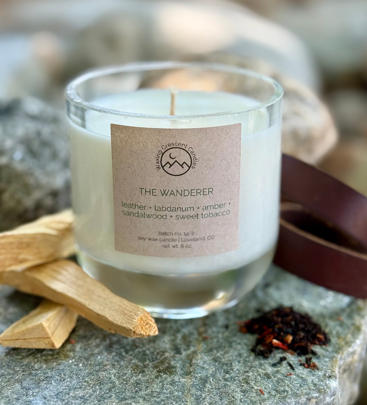 The Wanderer (leather + labdanum + sandalwood + amber + sweet tobacco)