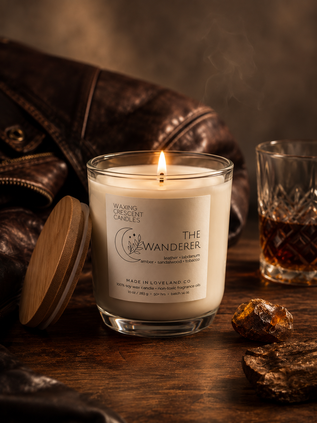 The Wanderer (leather + labdanum + sandalwood + amber + sweet tobacco)