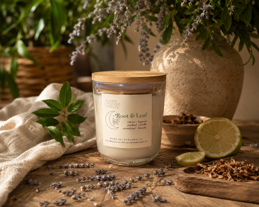 Root & Leaf  (patchouli + bergamot + tobacco + vanilla + sandalwood + lavender)