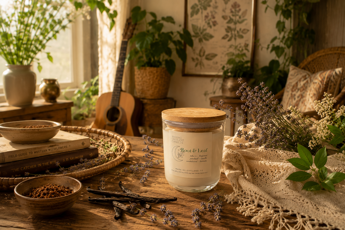 Root & Leaf  (patchouli + bergamot + tobacco + vanilla + sandalwood + lavender)