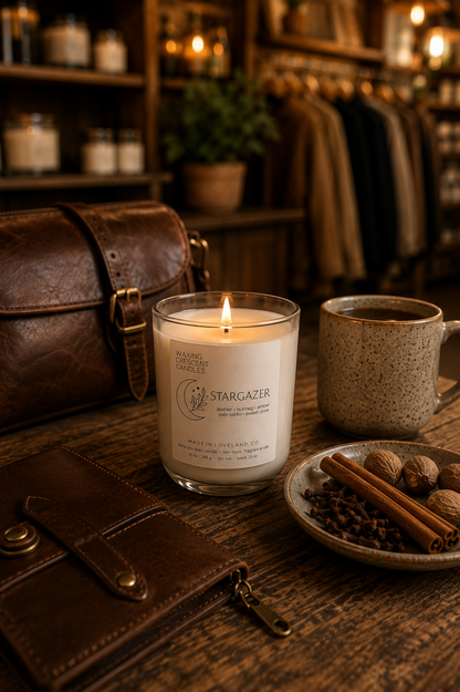 Stargazer (leather + nutmeg + amber + sweet clove + palo santo)