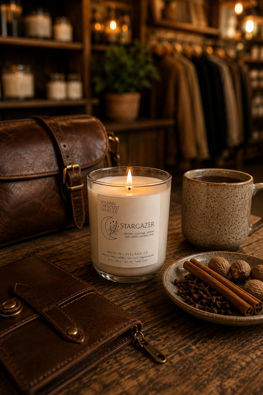 Stargazer (leather + nutmeg + amber + sweet clove + palo santo)