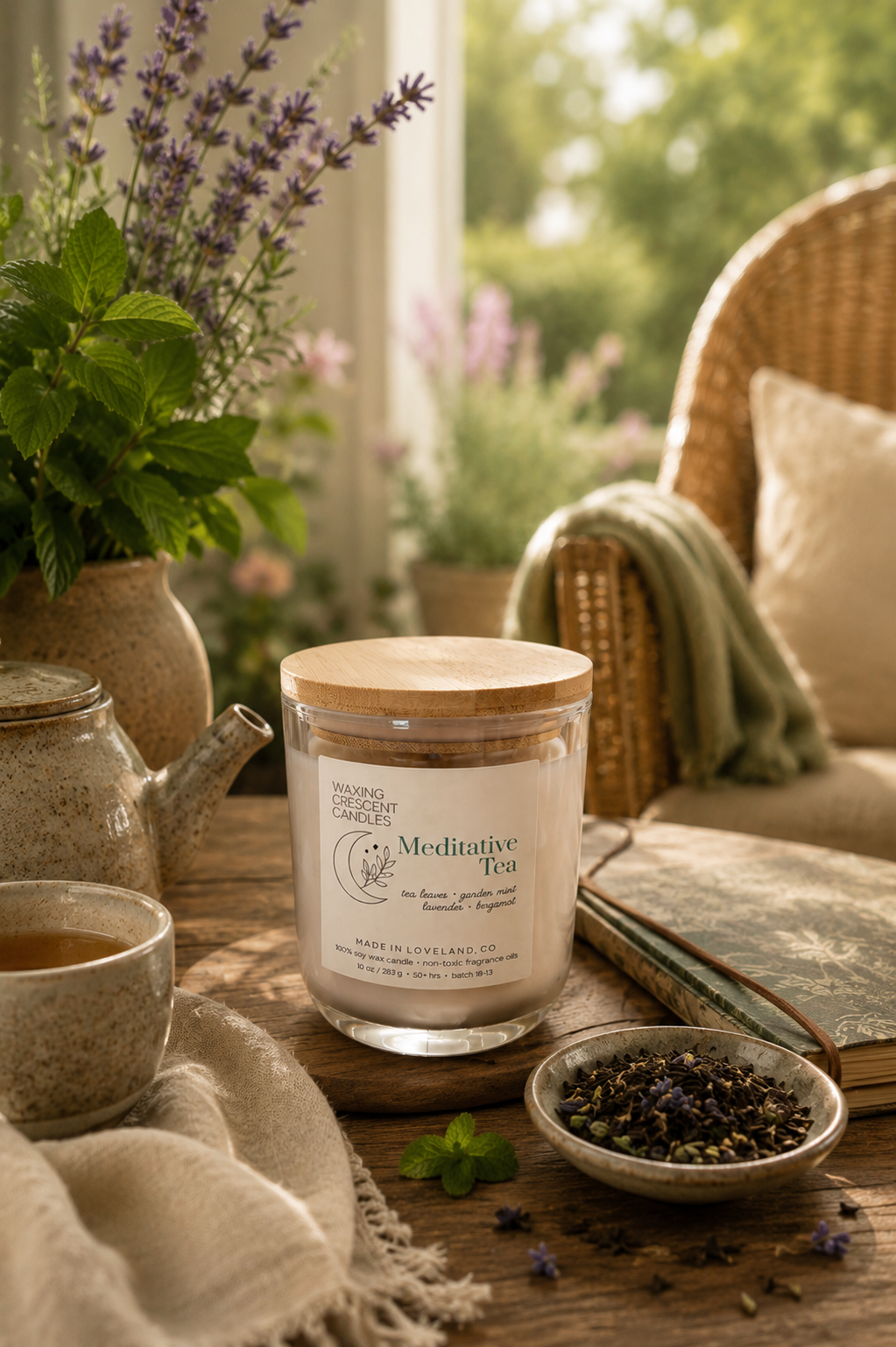 Meditative Tea (tea leaves + garden mint + lavender + bergamot)