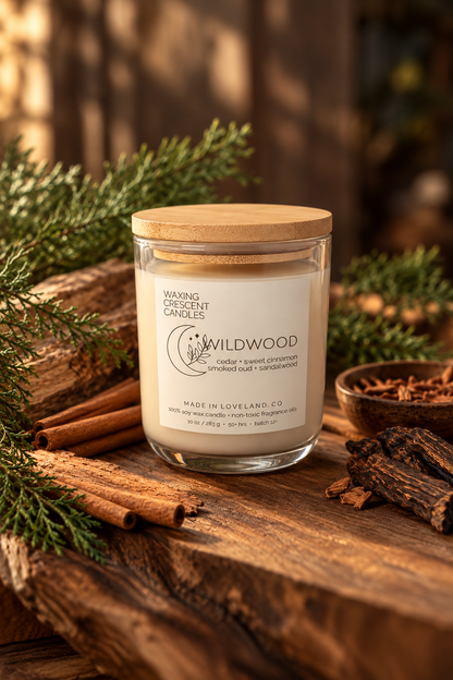 Wildwood (cedar + sweet cinnamon + smoked oud + sandalwood)