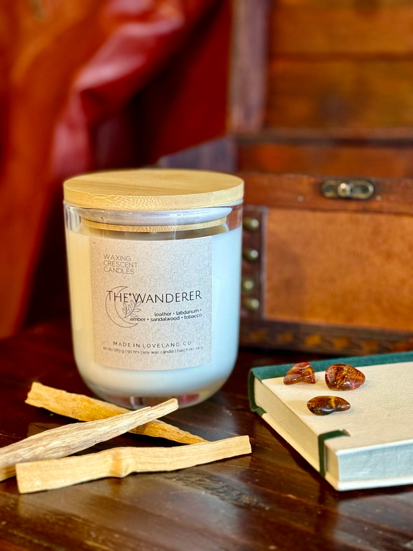 The Wanderer (leather + labdanum + sandalwood + amber + sweet tobacco)